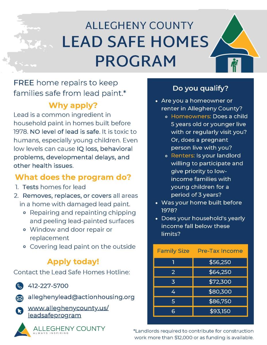 Allegheny County Lead Safe Homes Program Flyer