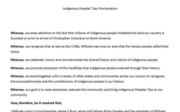 Indigenous Peoples Day Proclamation